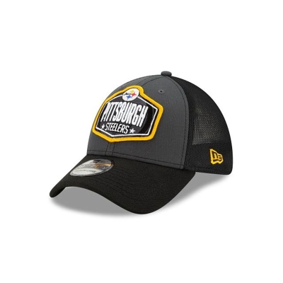 Grey Pittsburgh Steelers Hat - New Era NFL NFL Draft 39THIRTY Stretch Fit Caps USA6982740